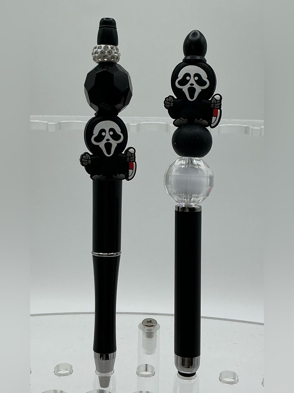 HANDMADE DECORATIVE BEADED GHOST FACE FROM SCREAM PEN AND STYLUS SET